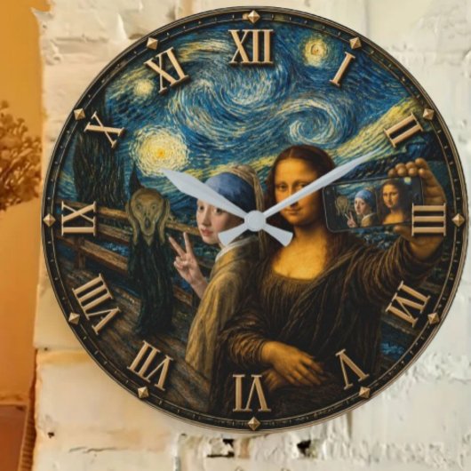 Funny Art Selfie Mona Lisa Grote Klok