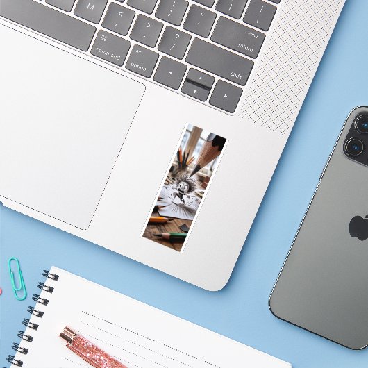 Funny Artist Deadline Panic Sticker (Laptop met iPhone)