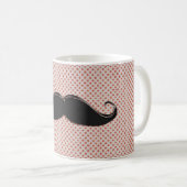Funny Artistic Black Mustache & Red Polka Dots Koffiemok (Voorkant rechts)