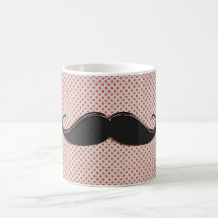 Funny Artistic Black Mustache & Red Polka Dots Koffiemok