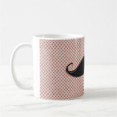 Funny Artistic Black Mustache & Red Polka Dots Koffiemok (Links)