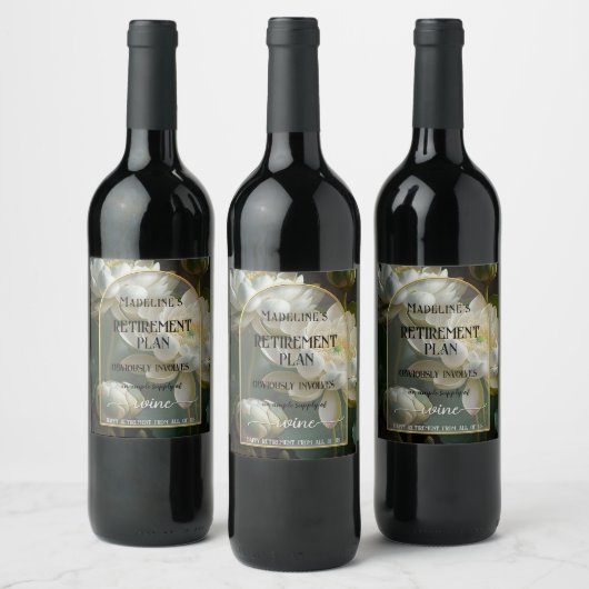 Funny Artistic Floral Retirement Wijn Etiket (Flessen)