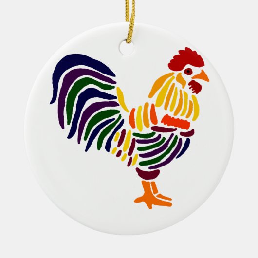 Funny Artistic Rooster Keramisch Ornament (Voorkant)