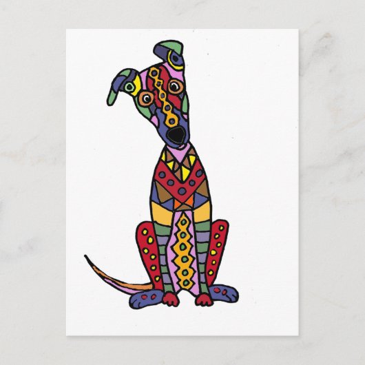 Funny Artsy Greyhound Dog Abstracte Kunst Briefkaart (Voorkant)