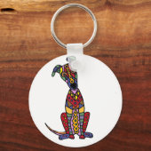 Funny Artsy Greyhound Dog Abstracte Kunst Sleutelhanger (Voorkant)