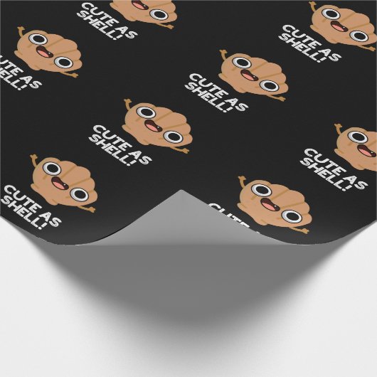 Funny as Shell Funny Seashell Pun Dark BG Cadeaupapier (Hoek)