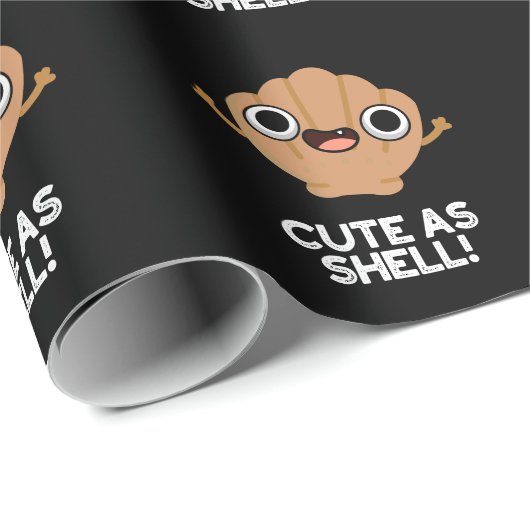 Funny as Shell Funny Seashell Pun Dark BG Cadeaupapier (Rol Hoek)