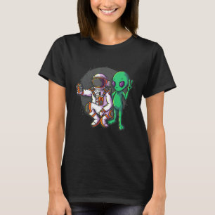 Funny Astronaut & Alien Selfie Astronomy Ufo Foto T-shirt