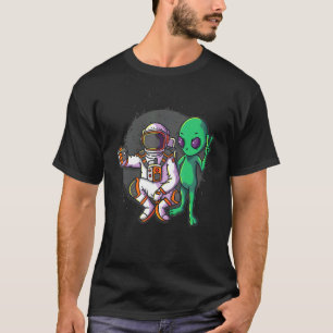 Funny Astronaut & Alien Selfie Astronomy Ufo Foto T-shirt