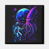 Funny Astronaut And Squid In Underwater Space With Magneet (Voorkant)