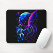 Funny Astronaut And Squid In Underwater Space With Muismat (Met muis)