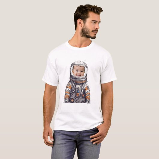 Funny Astronaut Baby Photo Shirt - Custom Face! (Voorkant volledig)