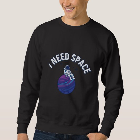 Funny Astronaut Cartoon with “I Need Space” Quote Trui (Voorkant)