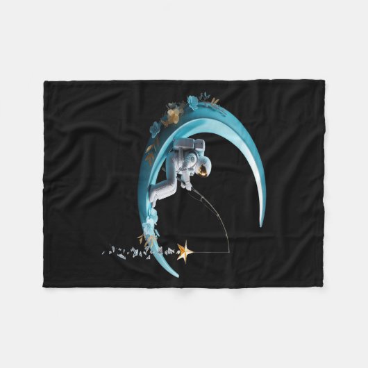 Funny Astronaut Christmas Floral Chinoiserie Space Fleece Deken (Voorkant (Horizontaal))