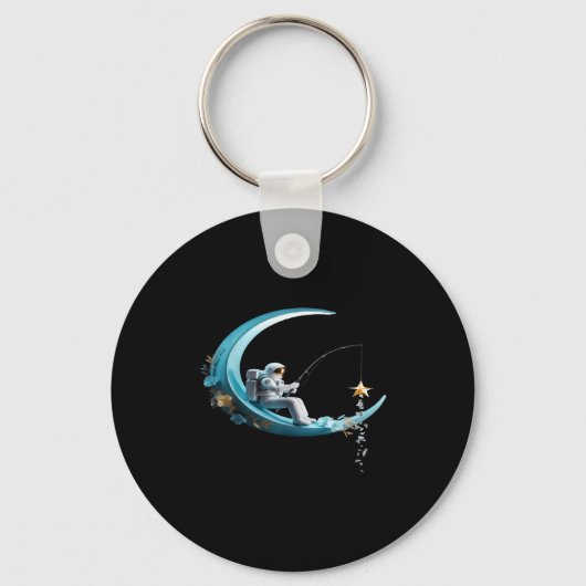 Funny Astronaut Christmas Floral Chinoiserie Space Sleutelhanger (Voorkant)