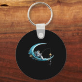Funny Astronaut Christmas Floral Chinoiserie Space Sleutelhanger (Voorkant)