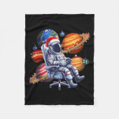 Funny Astronaut Christmas Space Lights Santa Hat P Fleece Deken (Voorkant)