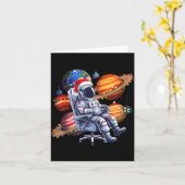 Funny Astronaut Christmas Space Lights Santa Hat P Kaart (Gele Bloem)