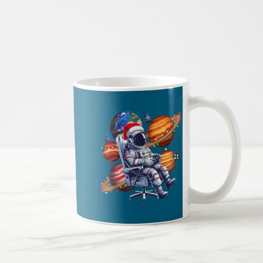 Funny Astronaut Christmas Space Lights Santa Hat P Koffiemok (Rechts)