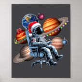 Funny Astronaut Christmas Space Lights Santa Hat P Poster (Voorkant)