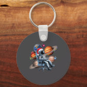 Funny Astronaut Christmas Space Lights Santa Hat P Sleutelhanger (Voorkant)