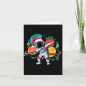 Funny Astronaut Christmas Space Planets Santa Hat  Kaart (Voorkant)