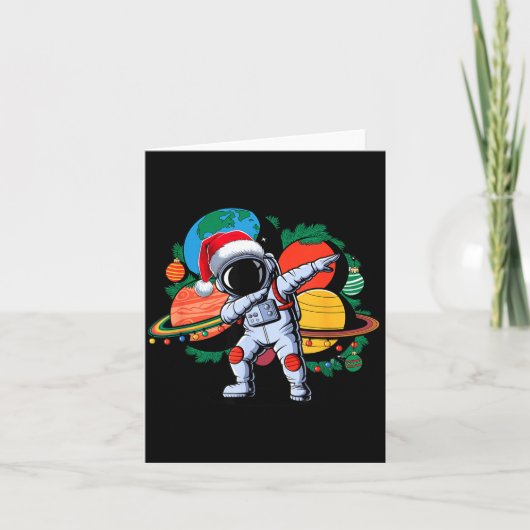 Funny Astronaut Christmas Space Planets Santa Hat  Kaart (Voorkant)