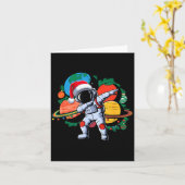 Funny Astronaut Christmas Space Planets Santa Hat  Kaart (Gele Bloem)