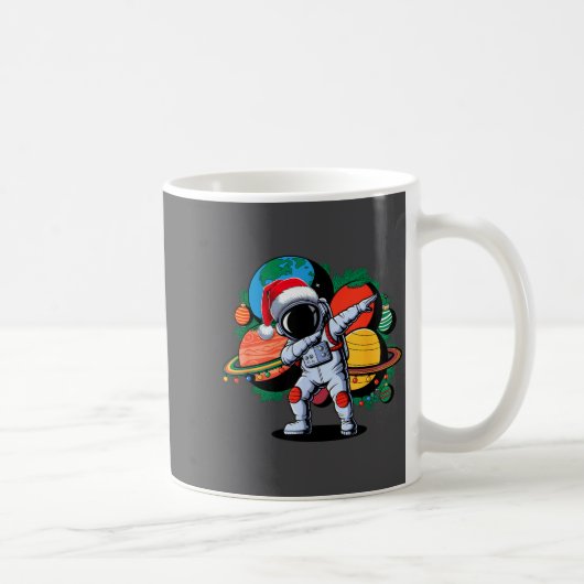 Funny Astronaut Christmas Space Planets Santa Hat  Koffiemok (Rechts)