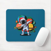 Funny Astronaut Christmas Space Planets Santa Hat  Muismat (Met muis)