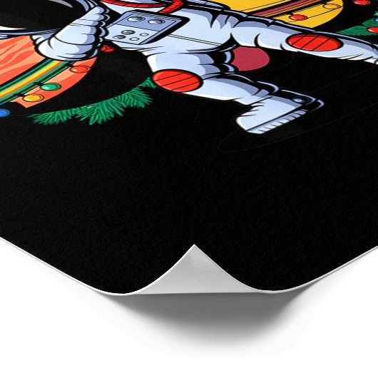 Funny Astronaut Christmas Space Planets Santa Hat  Poster (Hoek)