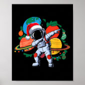 Funny Astronaut Christmas Space Planets Santa Hat  Poster (Voorkant)