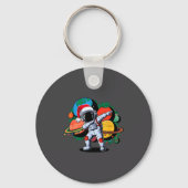 Funny Astronaut Christmas Space Planets Santa Hat  Sleutelhanger (Voorkant)
