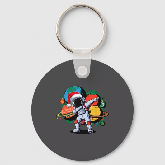 Funny Astronaut Christmas Space Planets Santa Hat  Sleutelhanger (Voorkant)