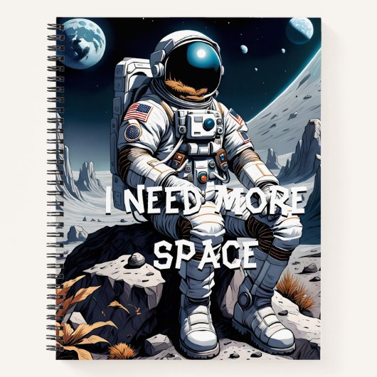 Funny Astronaut Gift – I Need More Space Notitieboek (Voorkant)