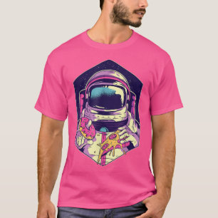 Funny Astronaut holding pizza and Donut Funny pizz T-shirt