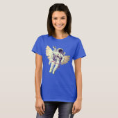 Funny Astronaut met Angel Wings in Space T-shirt (Voorkant volledig)