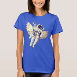 Funny Astronaut met Angel Wings in Space T-shirt