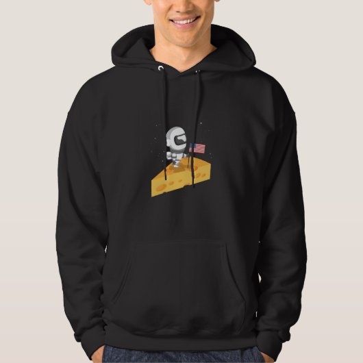 Funny Astronaut Moon Landing Cheese Design Space P Hoodie (Voorkant)