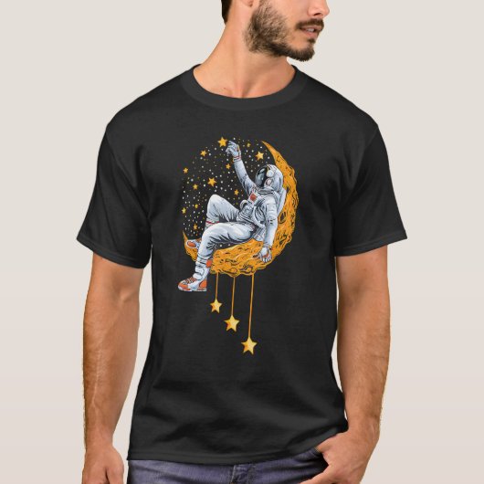 Funny Astronaut Moon Planets Colorful Space Graphi T-shirt (Voorkant)