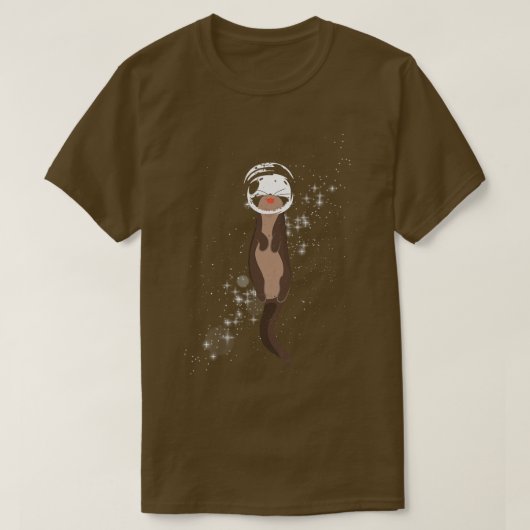 Funny Astronaut Otter T-shirt (Design voorkant)