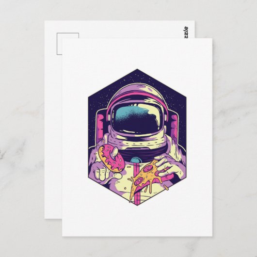 Funny Astronaut PIZZA Cartoon Graphic Space Geek Briefkaart (Voorkant / Achterkant)
