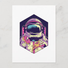 Funny Astronaut PIZZA Cartoon Graphic Space Geek Briefkaart