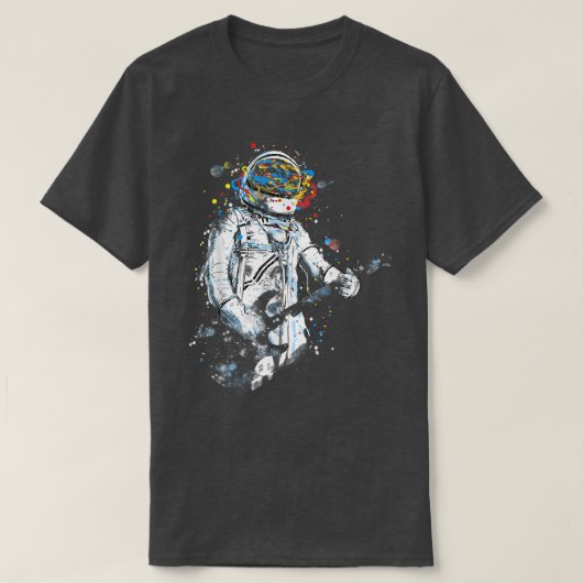 Funny Astronaut Playing Bass Guitar At Space Astro T-shirt (Design voorkant)