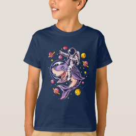 Funny Astronaut Riding of Shark T-shirt