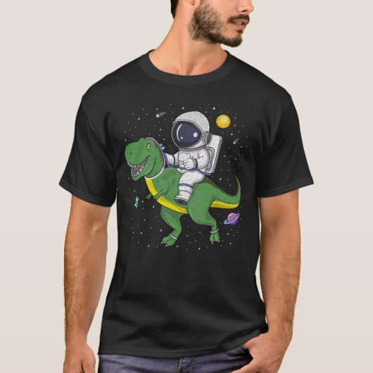 Funny Astronaut Riding T-Rex in Space Dinosaur Men T-shirt (Voorkant)