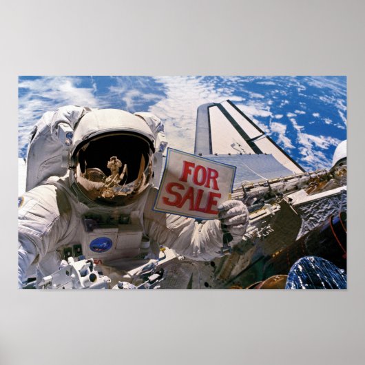 Funny Astronaut - satellieten voor verkoop Poster (Voorkant)