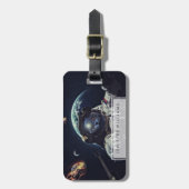 Funny Astronaut Shorthair Cat in Space Bagagelabel (Voorkant verticaal)