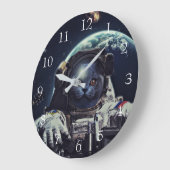 Funny Astronaut Shorthair Cat in Space Grote Klok (Hoek)