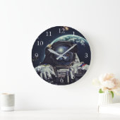 Funny Astronaut Shorthair Cat in Space Grote Klok (Huis)